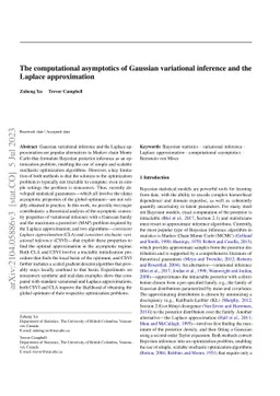 The computational asymptotics of Gaussian variational inference and the
  Laplace approximation