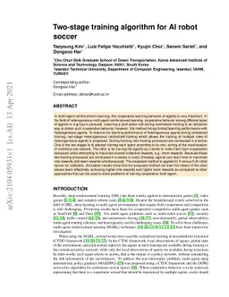 Two-stage training algorithm for AI robot soccer