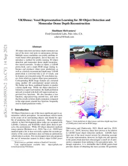 VR3Dense: Voxel Representation Learning for 3D Object Detection and
  Monocular Dense Depth Reconstruction