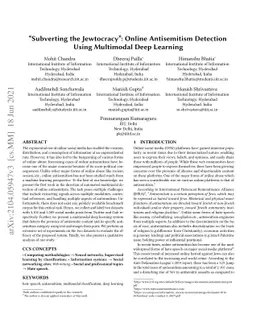 "Subverting the Jewtocracy": Online Antisemitism Detection Using
  Multimodal Deep Learning