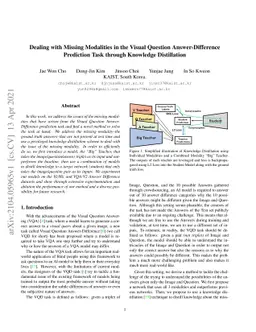 Dealing with Missing Modalities in the Visual Question Answer-Difference
  Prediction Task through Knowledge Distillation