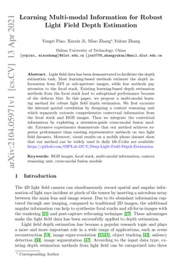 Learning Multi-modal Information for Robust Light Field Depth Estimation