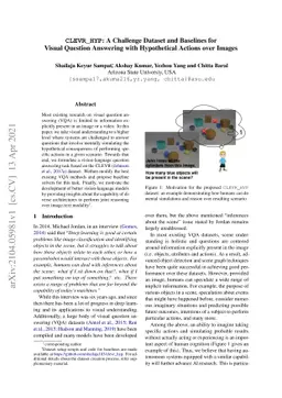 CLEVR_HYP: A Challenge Dataset and Baselines for Visual Question
  Answering with Hypothetical Actions over Images