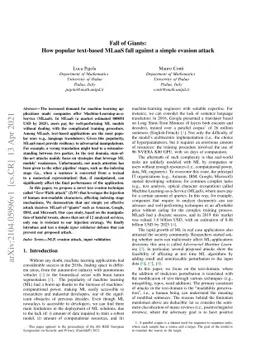 Fall of Giants: How popular text-based MLaaS fall against a simple
  evasion attack