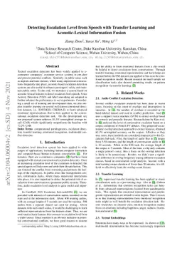 Detecting Escalation Level from Speech with Transfer Learning and
  Acoustic-Lexical Information Fusion