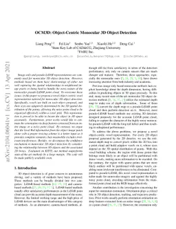 OCM3D: Object-Centric Monocular 3D Object Detection