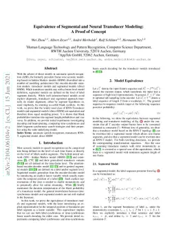 Equivalence of Segmental and Neural Transducer Modeling: A Proof of
  Concept