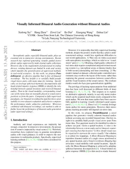 Visually Informed Binaural Audio Generation without Binaural Audios