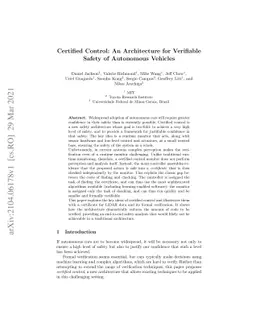 Certified Control: An Architecture for Verifiable Safety of Autonomous
  Vehicles
