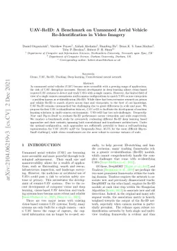 UAV-ReID: A Benchmark on Unmanned Aerial Vehicle Re-identification in
  Video Imagery