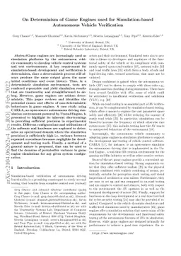 On Determinism of Game Engines used for Simulation-based Autonomous
  Vehicle Verification