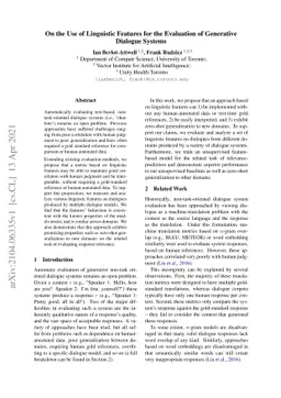 On the Use of Linguistic Features for the Evaluation of Generative
  Dialogue Systems