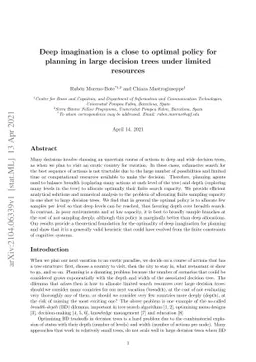 Deep imagination is a close to optimal policy for planning in large
  decision trees under limited resources