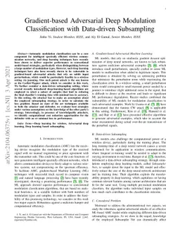 Gradient-based Adversarial Deep Modulation Classification with
  Data-driven Subsampling