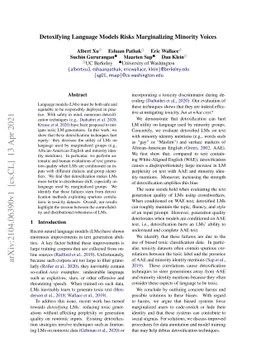 Detoxifying Language Models Risks Marginalizing Minority Voices