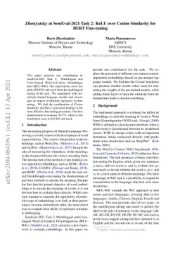 Zhestyatsky at SemEval-2021 Task 2: ReLU over Cosine Similarity for BERT
  Fine-tuning