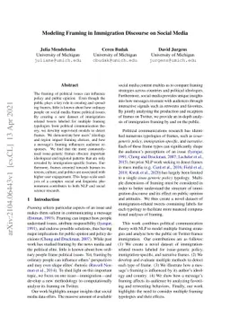 Modeling Framing in Immigration Discourse on Social Media