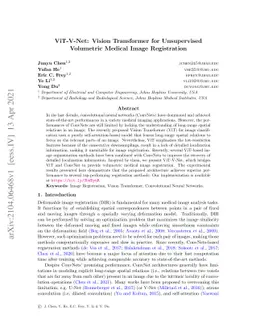 ViT-V-Net: Vision Transformer for Unsupervised Volumetric Medical Image
  Registration