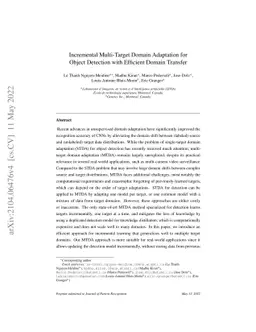 Incremental Multi-Target Domain Adaptation for Object Detection with
  Efficient Domain Transfer
