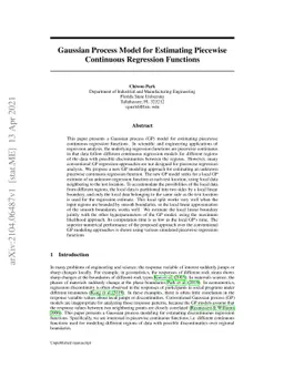 Gaussian Process Model for Estimating Piecewise Continuous Regression
  Functions