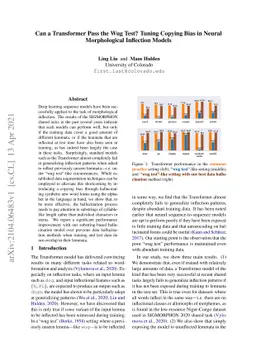 Can a Transformer Pass the Wug Test? Tuning Copying Bias in Neural
  Morphological Inflection Models