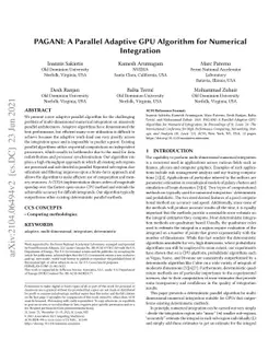 PAGANI: A Parallel Adaptive GPU Algorithm for Numerical