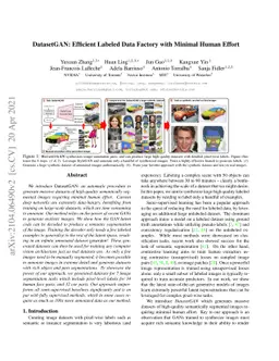 DatasetGAN: Efficient Labeled Data Factory with Minimal Human Effort