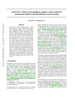 SAINT-ACC: Safety-Aware Intelligent Adaptive Cruise Control for
  Autonomous Vehicles Using Deep Reinforcement Learning
