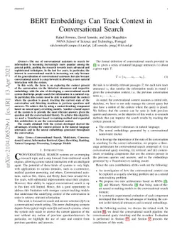 BERT Embeddings Can Track Context in Conversational Search