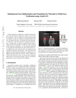 Simultaneous Face Hallucination and Translation for Thermal to Visible
  Face Verification using Axial-GAN