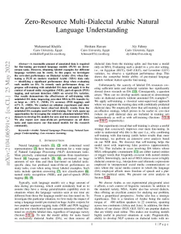 Zero-Resource Multi-Dialectal Arabic Natural Language Understanding