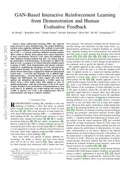 GAN-Based Interactive Reinforcement Learning from Demonstration and
  Human Evaluative Feedback