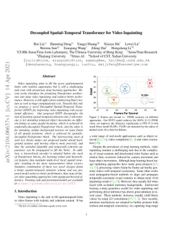 Decoupled Spatial-Temporal Transformer for Video Inpainting