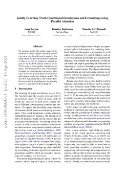 Jointly Learning Truth-Conditional Denotations and Groundings using
  Parallel Attention