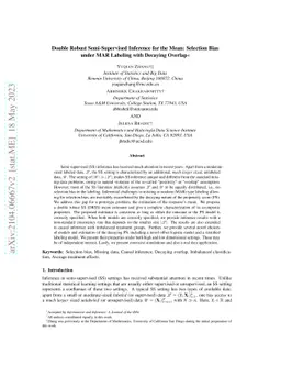 Double Robust Semi-Supervised Inference for the Mean: Selection Bias
  under MAR Labeling with Decaying Overlap