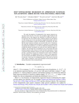 Deep Nonparametric Regression on Approximate Manifolds: Non-Asymptotic
  Error Bounds with Polynomial Prefactors