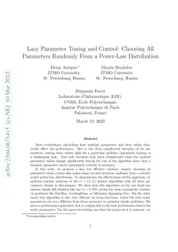 Lazy Parameter Tuning and Control: Choosing All Parameters Randomly From
  a Power-Law Distribution