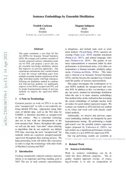 Sentence Embeddings by Ensemble Distillation