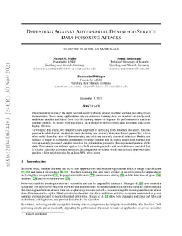 Defending Against Adversarial Denial-of-Service Data Poisoning Attacks