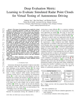 Deep Evaluation Metric: Learning to Evaluate Simulated Radar Point
  Clouds for Virtual Testing of Autonomous Driving