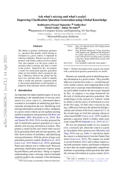 Ask what's missing and what's useful: Improving Clarification Question
  Generation using Global Knowledge