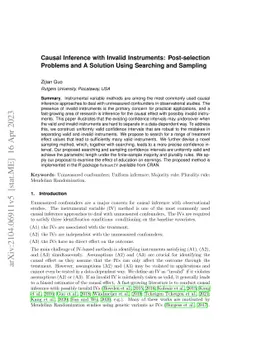 Causal Inference with Invalid Instruments: Post-selection Problems and A
  Solution Using Searching and Sampling