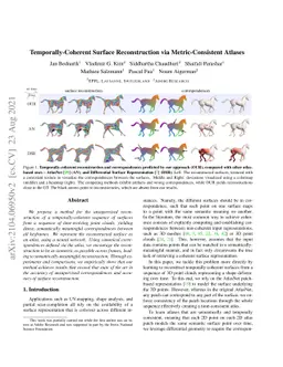 Temporally-Coherent Surface Reconstruction via Metric-Consistent Atlases