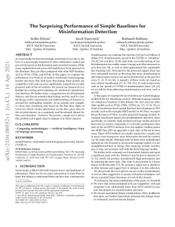 The Surprising Performance of Simple Baselines for Misinformation
  Detection
