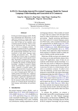 K-PLUG: Knowledge-injected Pre-trained Language Model for Natural
  Language Understanding and Generation in E-Commerce