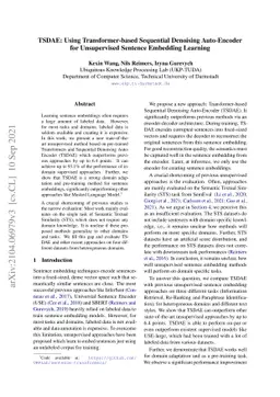 TSDAE: Using Transformer-based Sequential Denoising Auto-Encoder for
  Unsupervised Sentence Embedding Learning