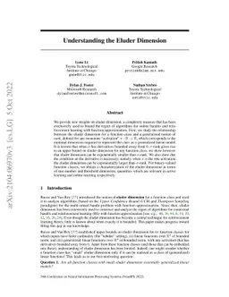 Understanding the Eluder Dimension