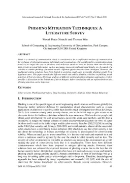 Phishing Mitigation Techniques: A Literature Survey