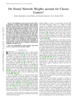 Do Neural Network Weights account for Classes Centers?