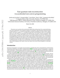 Fast quantum state reconstruction via accelerated non-convex programming